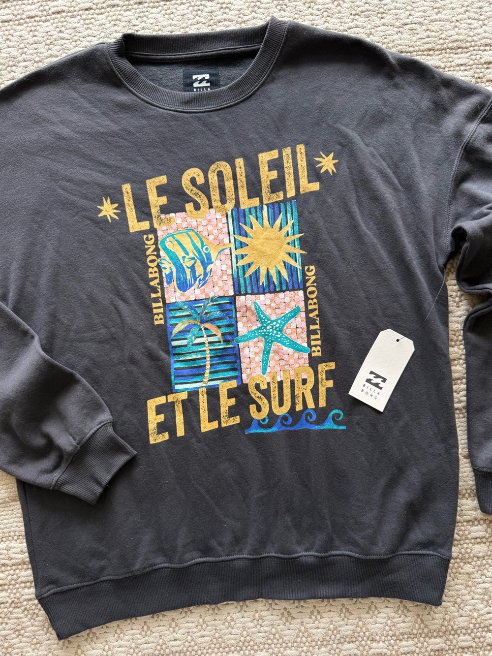 🔥🔥BILLABONG - UNRELEASED OVERSIZED CHECK THIS OUT CREWNECK FLEECE🔥🔥